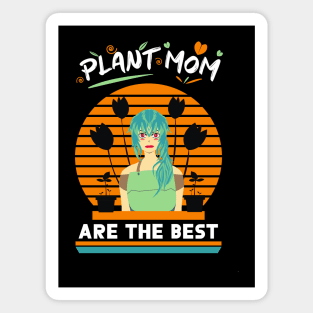 Plant mom planting love in the garden anime green hair Magnet